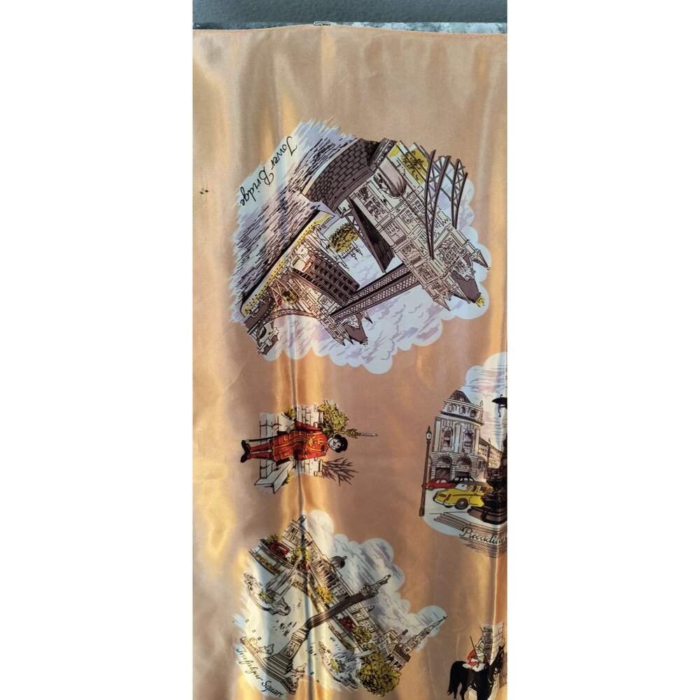 Vintage Peach London Scarf With Iconic Landmarks Print - Picture 6 of 10